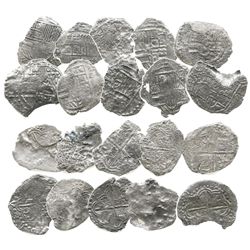 Lot of 10 Potosi, Bolivia, cob 8 reales, Philip III, various assayers (where visible), Grade 4 (some