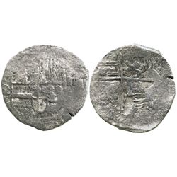 Potosi, Bolivia, cob 4 reales, Philip III, assayer Q, Grade 2.