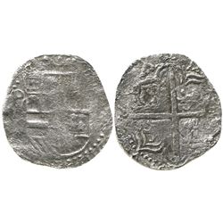 Potosi, Bolivia, cob 4 reales, Philip III, assayer not visible, Grade 3.