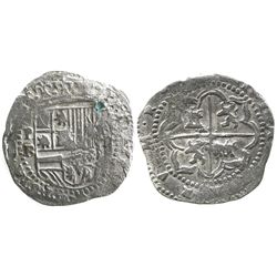 Potosi, Bolivia, cob 2 reales, Philip II, assayer B (3rd period), Grade-1 quality (no Grade on certi