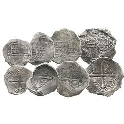 Lot of 4 Mexico City, Mexico, cobs (one 8R, two 4R and one 2R), Philip III, assayers F or not visibl