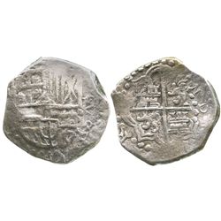 Potosi, Bolivia, cob 8 reales, Philip III, assayer not visible, Grade 1.