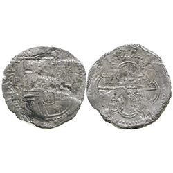 Potosi, Bolivia, cob 4 reales, Philip II, assayer B (3rd period), Grade 3, with Edward J. Little sig