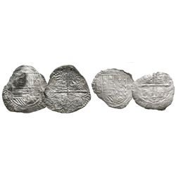 Lot of 2 silver cob 4 reales: Mexico City, Mexico, Philip II, assayer O; and Potosi, Bolivia, Philip