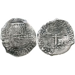 Potosi, Bolivia, cob 8 reales, 1649(Z or O), with arms countermark on cross.