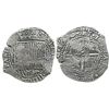 Image 1 : Potosi, Bolivia, cob 8 reales, 1650O, with crowned-dot countermark on cross (unique and unlisted).