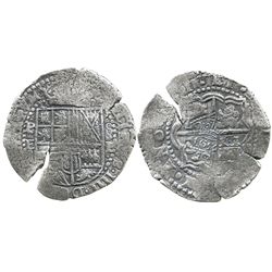 Potosi, Bolivia, cob 8 reales, (165)1E, with pentagonal crowned-1652 countermark on cross (rare).