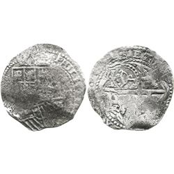 Potosi, Bolivia, cob 8 reales, 1651, assayer not visible, with crowned-P countermark on cross (very