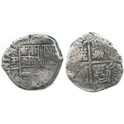 Potosi, Bolivia, cob 2 reales, Philip IV, assayer T.