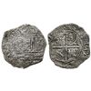 Image 1 : Potosi, Bolivia, cob 8 reales, 16(51)O, with crowned-O countermark on cross.