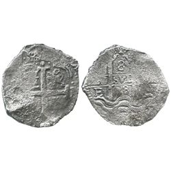 Potosi, Bolivia, cob 8 reales, 1678E.