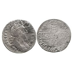 York, England, sixpence, William III, 1696-y.