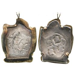 Mexico City, Mexico, cob 4 reales, Philip V, assayer not visible, mounted in 18K(?) gold pendant.