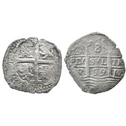 Lima, Peru, cob 8 reales, 1699R.