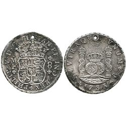 Mexico City, Mexico, pillar 8 reales, Philip V, 1733MF.