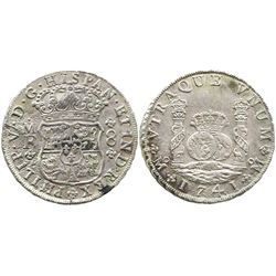 Mexico City, Mexico, pillar 8 reales, Philip V, 1741MF.