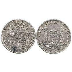 Mexico City, Mexico, pillar 8 reales, Philip V, 1742MF.