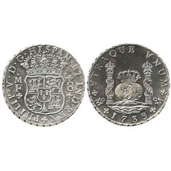 Mexico City, Mexico, pillar 8 reales, Philip V, 1739MF, choice specimen in promotional box.