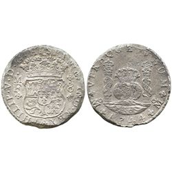 Mexico City, Mexico, pillar 8 reales, Philip V, 1744MF.