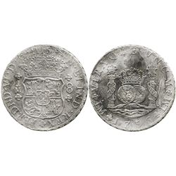 Lima, Peru, pillar 8 reales, Ferdinand VI, 1756JM.