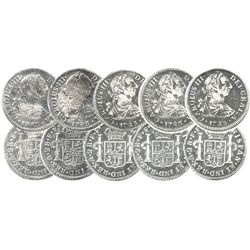 Lot of 5 Mexico City, Mexico, bust 2 reales, Charles III, 1783FF, all choice condition.