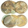 Image 1 : Spread-out clump of 6 Spanish colonial bust 2R of Charles III with encrustation all over (as found).