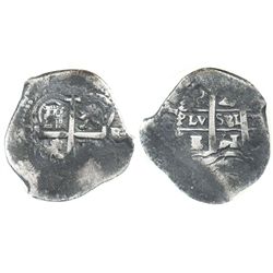Potosi, Bolivia, cob 2 reales, 1661E, encapsulated NGC genuine, with name of wreck in slab.