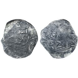 Potosi, Bolivia, cob 2 reales, 1671/0E, encapsulated NGC genuine, with name of wreck in slab.