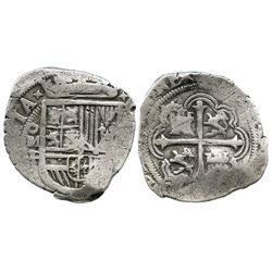 Mexico City, Mexico, cob 4 reales, Philip II, assayer F.