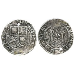 Lima, Peru, 2 reales, Philip II, assayer R (Rincon), motto as PL-VSV-L, obverse legend ending in HIS