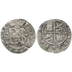 Lima, Peru, cob 1/2 real, Philip II, assayer Diego de la Torre, .D to left, * to right of monogram.