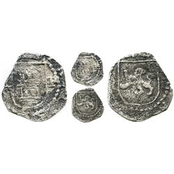 Lima, Peru, cob 1/4 real, Philip II, assayer Diego de la Torre, * to left and P right of castle, * t