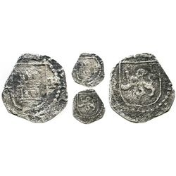 Lima, Peru, cob 1/4 real, Philip II, assayer Diego de la Torre, * to left and P right of castle, * t