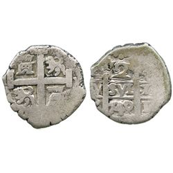 Lima, Peru, cob 2 reales, 1740/39V, unlisted overdate.