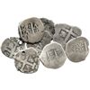 Image 1 : Lot of 8 Lima, Peru, cob 1R, Charles II and Philip V, various dates.