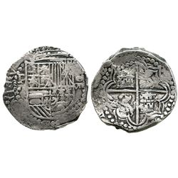 Potosi, Bolivia, cob 8 reales, Philip III, assayer R (curved leg).