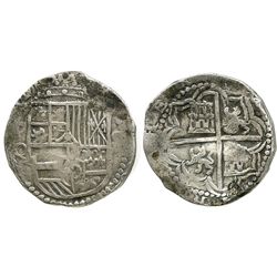 Potosi, Bolivia, cob 8 reales, Philip III, assayer Q.