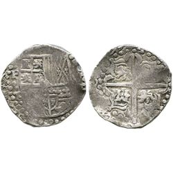 Potosi, Bolivia, cob 8 reales, (16)29T, heavy-dot borders, denomination oVIII, quadrants of cross tr