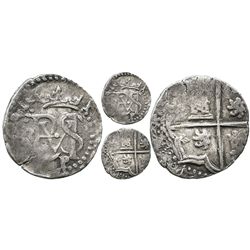 Potosi, Bolivia, cob 1/2 real, Philip II, assayer B to left, mintmark P below monogram (2nd period),