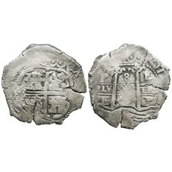 Potosi, Bolivia, cob 8 reales, 1667E.