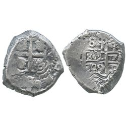 Potosi, Bolivia, cob 8 reales, 1749q.