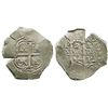 Image 1 : Potosi, Bolivia, cob 2 reales, 1664E, date as "664" below cross.