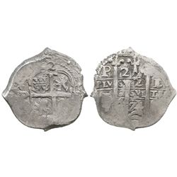Potosi, Bolivia, cob 2 reales, 1674E.