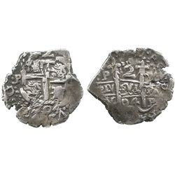 Potosi, Bolivia, cob 2 reales, 1704Y.