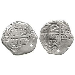 Potosi, Bolivia, cob 2 reales, 1727Y, (Louis I).