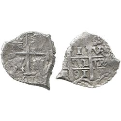 Potosi, Bolivia, cob 1 real, 1691VR.