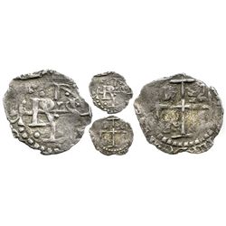 Potosi, Bolivia, cob 1/2 real, (1656), one-year type with cross on both sides.