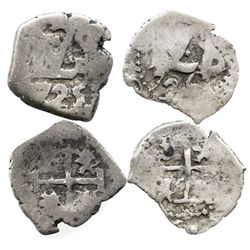 Lot of 2 Potosi, Bolivia, cob 1/2R, Louis I, 1725 and 1726.