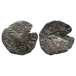 Santo Domingo, Dominican Republic, copper 4 maravedis, Charles-Joanna, assayer F, with key  counterm