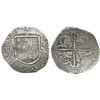 Image 1 : Seville, Spain, cob 8 reales, Philip II, assayer Gothic D at 4 o'clock outside tressure around cross